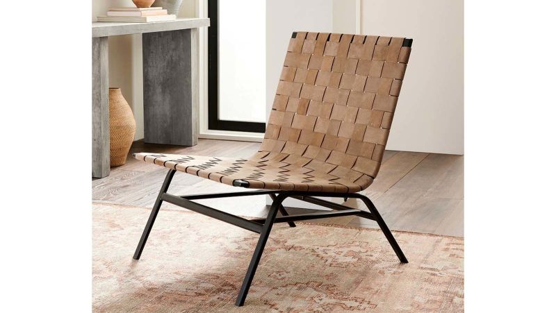 Cb2 woven leather online chair