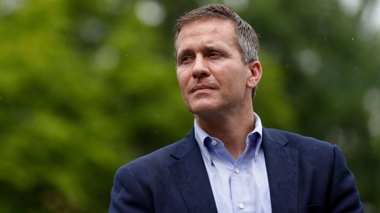 Then-Missouri Gov. Eric Greitens waits to deliver remarks near the capitol in Jefferson City in this May 17, 2018 file photo. 