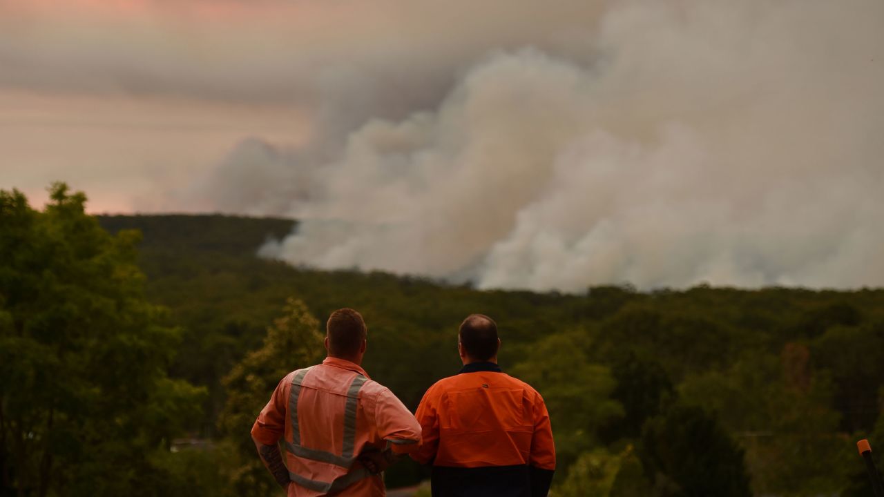 A large bushfire is seen from Bargo, Australia, southwest of Sydney in December 2019. A state of emergency was declared in Australia's most populated region that month as an unprecedented heatwave fanned out-of-control bushfires, destroying homes and smothering huge areas with a toxic smoke.