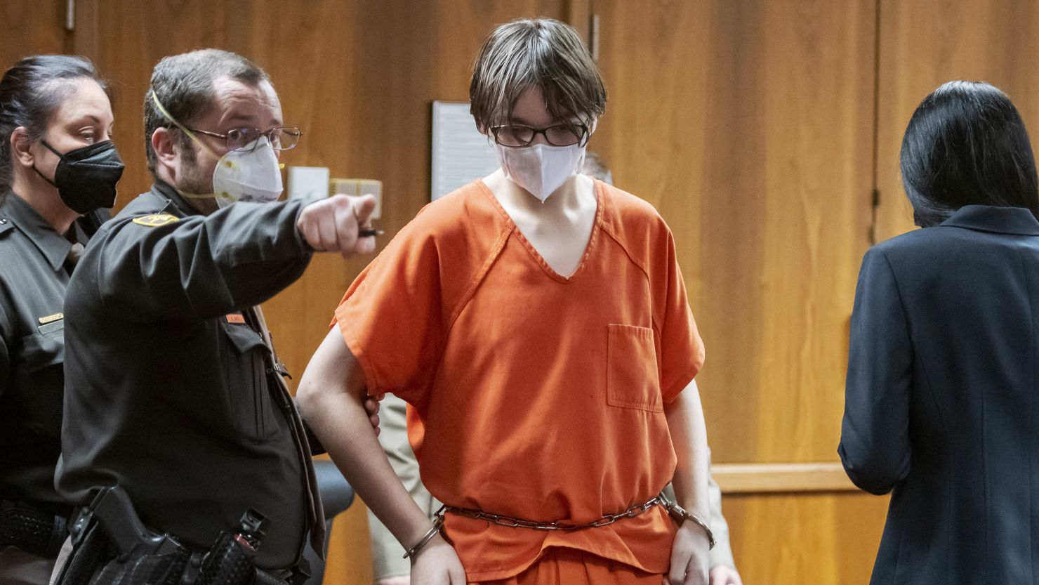 Ethan Crumbley, 15, is charged with the fatal shooting of four fellow students and the wounding of seven others at Oxford High School on November 30, 2021.