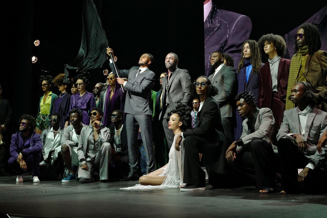 Idris Elba closed the Ozwald Boateng show, held at the Savoy Theatre in London.