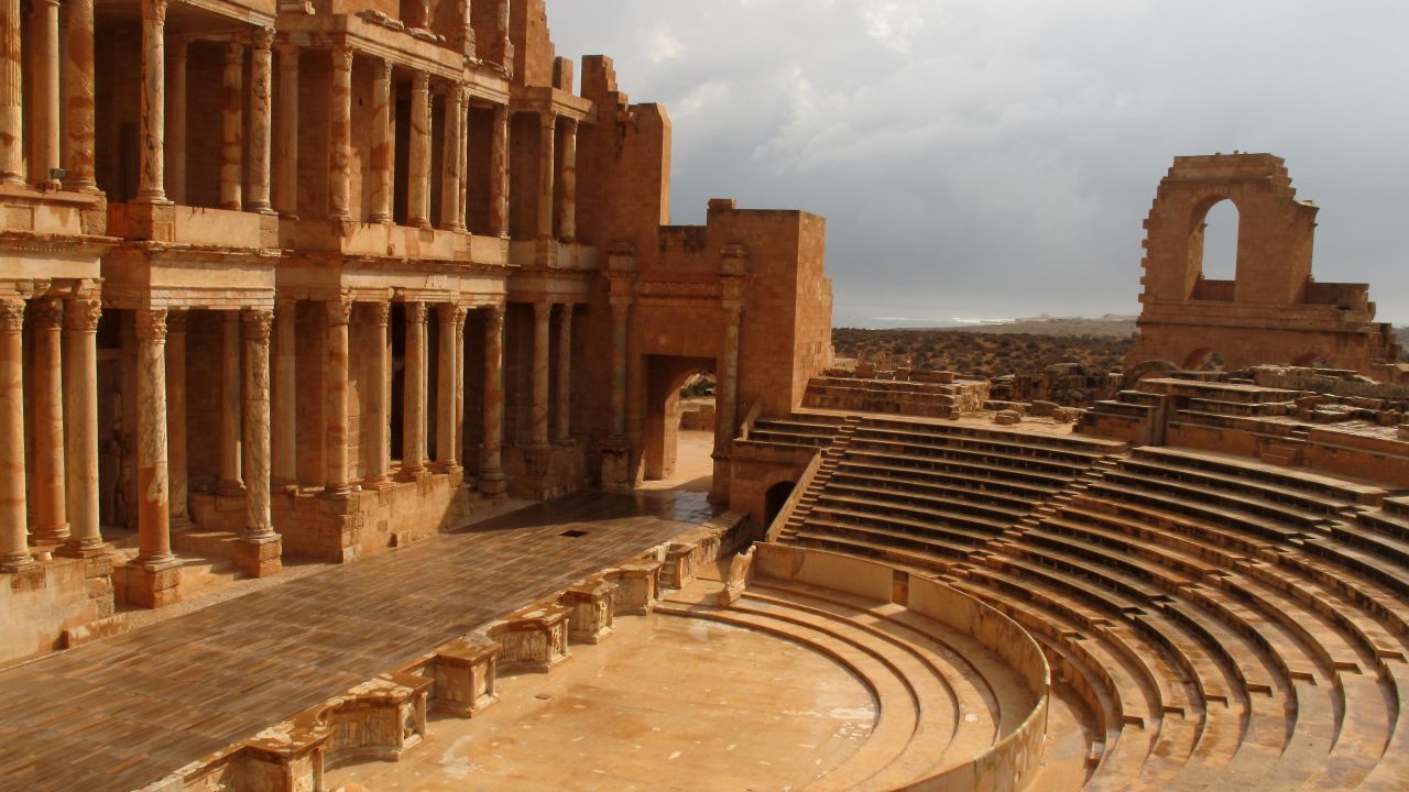 The ancient Roman theater of Sabratha, in modern-day Libya, is one of the sites expected to be in danger by 2050.