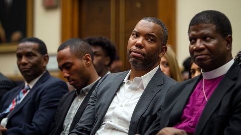 Author Ta-Nehisi Coates waits to testify about reparations for the descendants of enslaved Americans during a hearing in 2019.