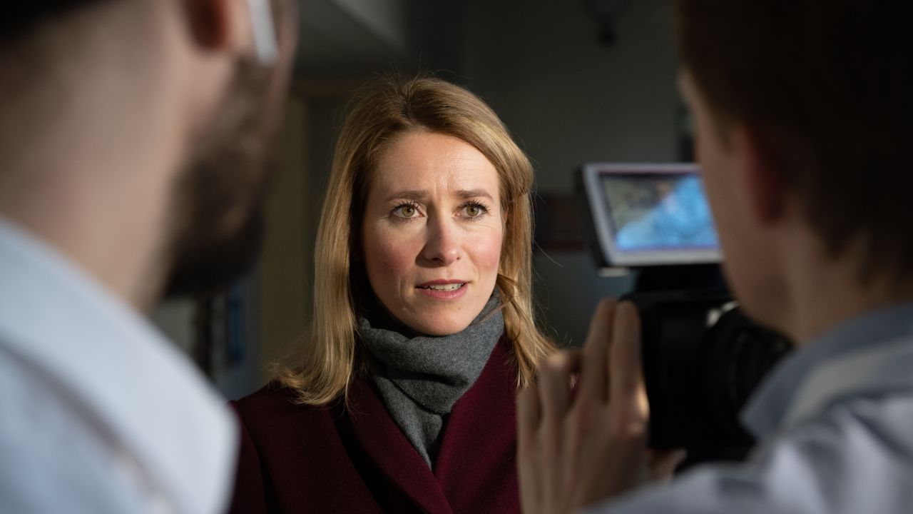 Kaja Kallas, leader of the Reform Party speaks to journalists after voting in a polling station during Estonia's general election in Tallin, on March 3, 2019. - Estonias centre-left coalition is fighting for survival in the general election challenged by both the liberal opposition and the rise of a far-right party amid a backlash against liberal economic and social policies in the small Baltic eurozone state. (Photo by Raigo PAJULA / AFP)        (Photo credit should read RAIGO PAJULA/AFP via Getty Images)