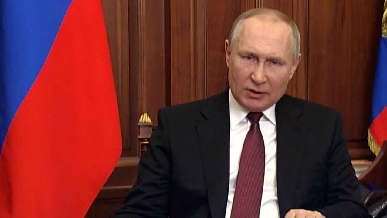 Russian President Vladimir Putin's speech was broadcast minutes before the bombardment began. 