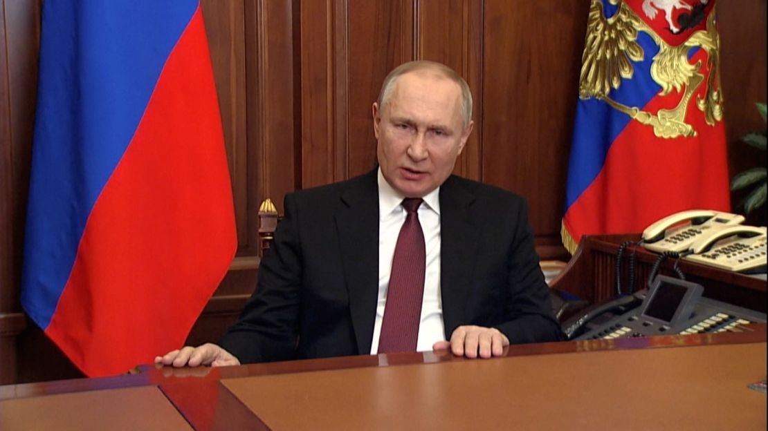 Russian President Vladimir Putin's speech was broadcast minutes before the bombardment began. 