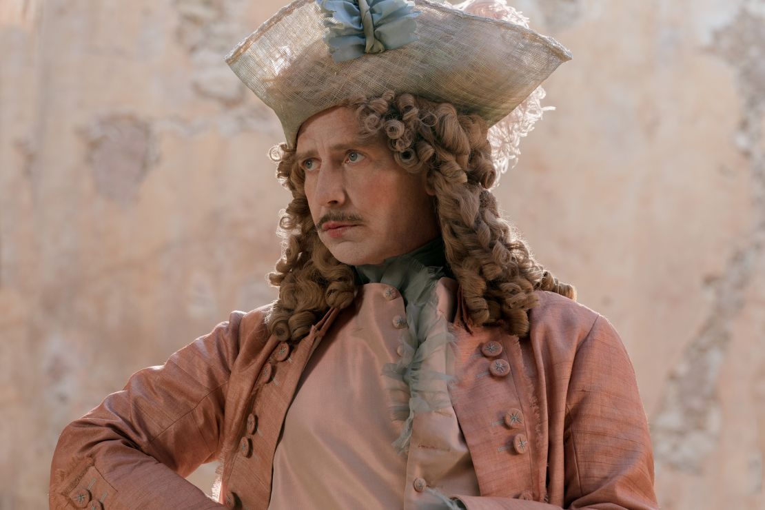 Nobles in the film are dressed in pastels -- including the story's villain, De Guiche, portrayed by Ben Mendelsohn.