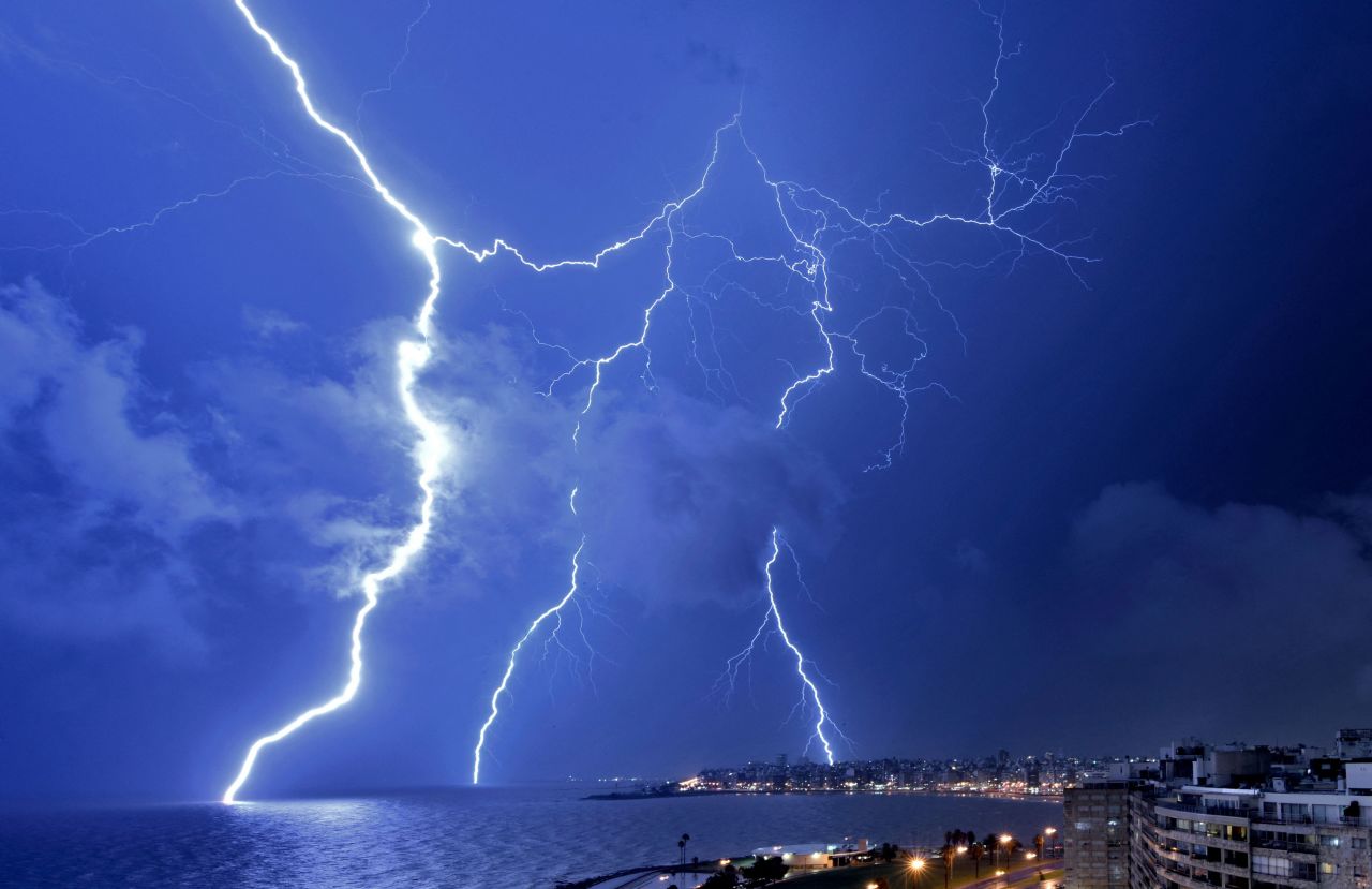 Lightning strikes during a thunderstorm in Montevideo, Uruguay, on Sunday, February 20.