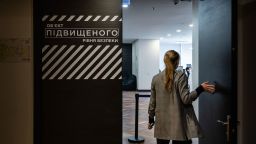 An employee enters the National Cybersecurity Coordination Center, in Kyiv, Ukraine, on Thursday, February 17, 2022. (Timothy Fadek/Redux for CNN)
