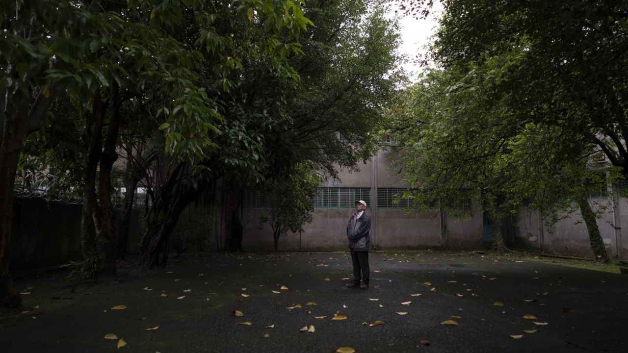 Former political prison Fred Chin in a former prison at Jing-Mei White Terror Memorial Park, where he was tortured by secret police in the 1970s.