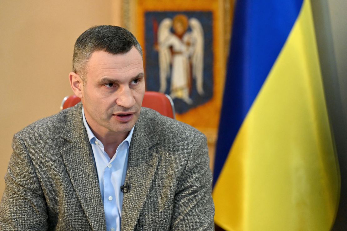 Kyiv mayor Vitali Klitschko, pictured here in his office on February 10, said he would fight for his country.