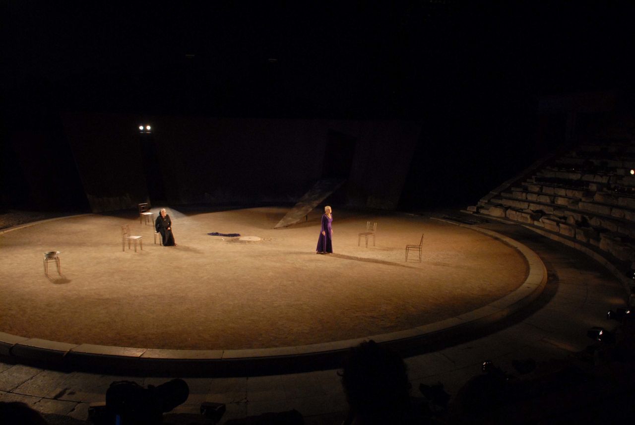 Mirren stars in the play "Phèdre" at the Ancient Theatre of Epidaurus in Greece in 2009.