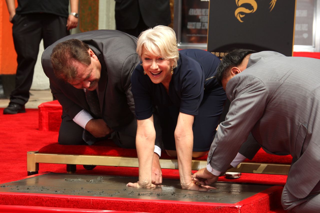 Mirren leaves her handprints during a ceremony at Grauman's Chinese Theatre in Los Angeles in 2011.