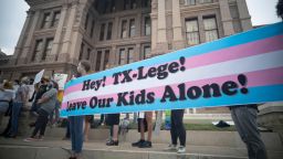 Transgender youth, parents and several Democratic lawmakers rally at the south steps of the Texas Capitol April 28, 2021, criticizing several anti-LGBTQ bills winding their way through the 87th Legislature a month before adjournment.