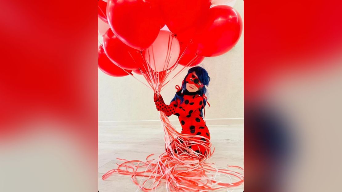 Lamia celebrated her fifth birthday by dressing as cartoon character Ladybug.