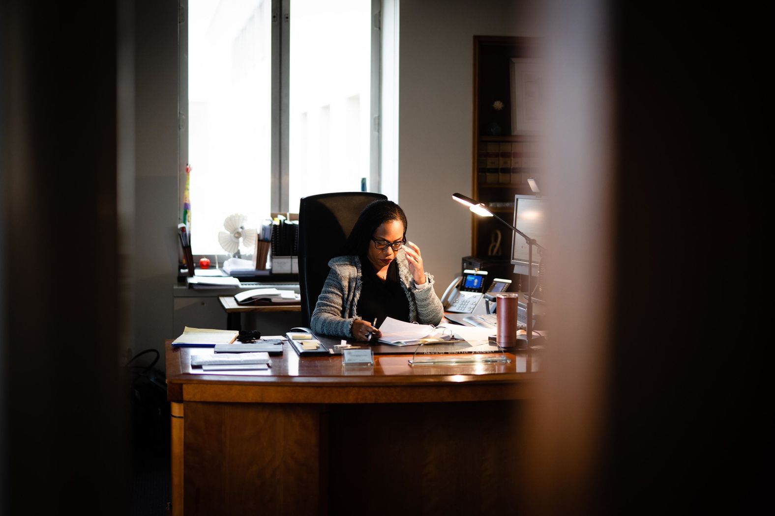 Jackson works in her office in Washington, DC, in January 2022. 