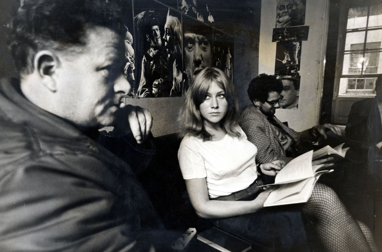 A young Mirren participates in a reading for the play "Antony and Cleopatra" with Michael Croft, left, and John Nightingale in 1965.