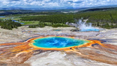 Grand Prismatic Spring is an otherwordly sight at Yellowstone National Park.