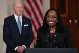 Jackson, with  Biden, speaks at the White House after she was nominated, Friday, February 25, 2022. 