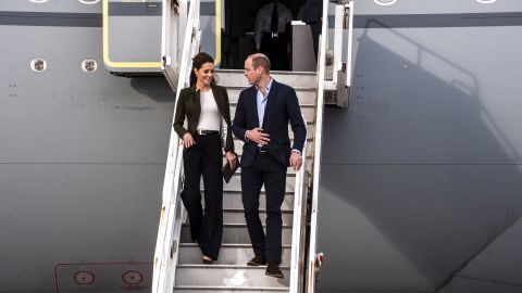 The Cambridges arrive at RAF Akrotiri, southwest of the coastal southern Cypriot city of Limassol on December 5, 2018, during a visit honoring military personnel serving overseas during the Christmas period. 