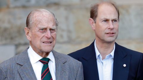 Prince Edward with his father, Prince Philip, in Edinburgh, Scotland in 2016