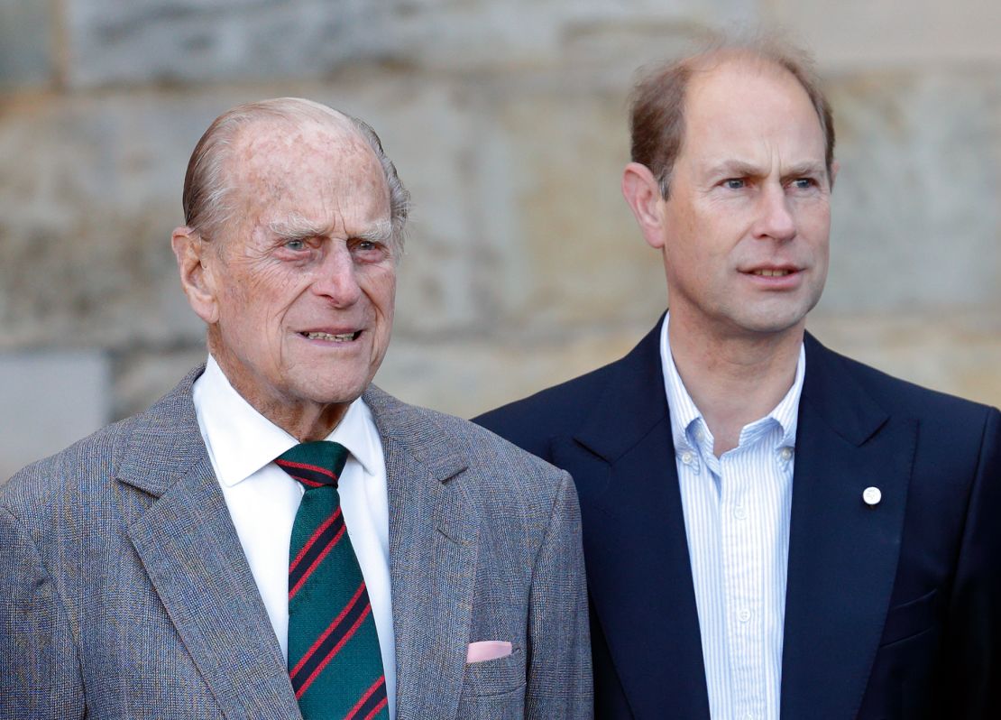 Prince Edward with his father, Prince Philip, in Edinburgh, Scotland in 2016