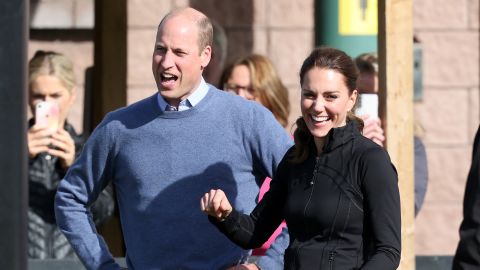 William and Kate share a laugh during a 2021 engagement. 
