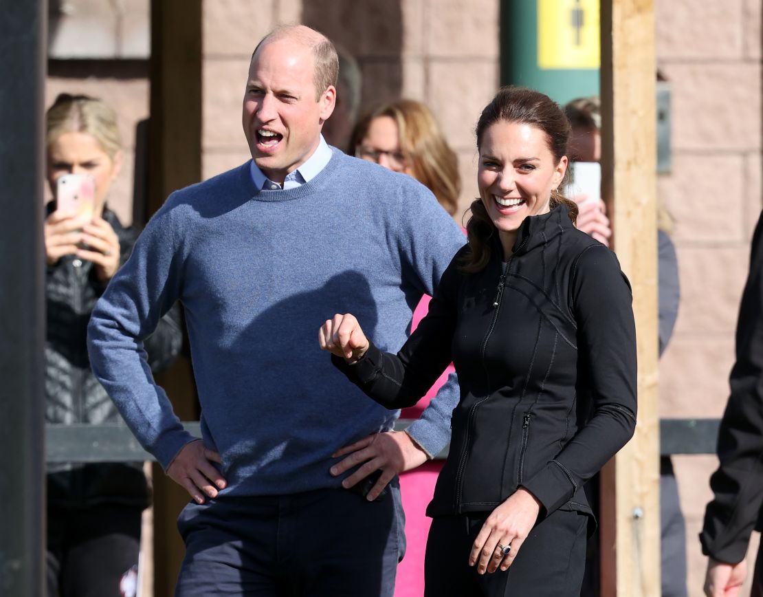 William and Kate share a laugh during a 2021 engagement. 