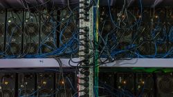 Internet cables and power cables at a bitcoin mine in Sichuan Province, China, on September 27, 2016.