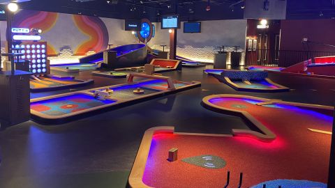 A Puttshack location offering a tech-infused mini-golf experience at Oak Brook Mall in Chicago.
