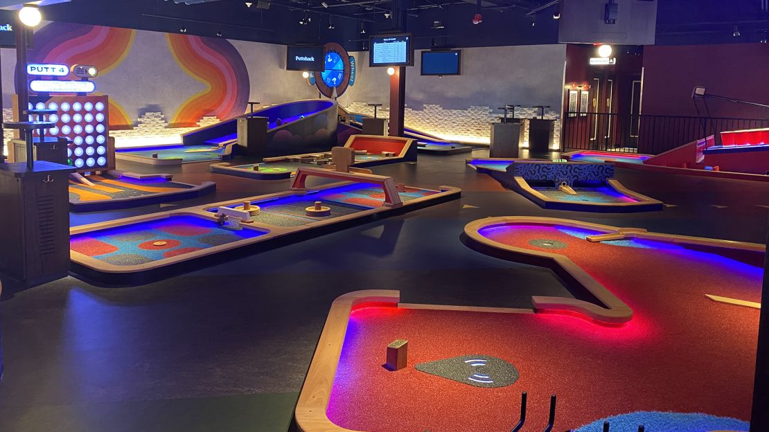 A Puttshack location featuring a tech-infused mini golf experience at the Oak Brook Mall in Chicago.