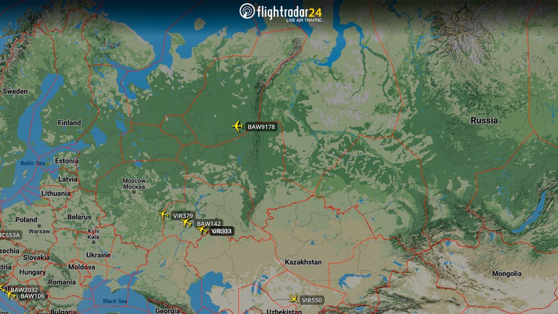 On February 4, multiple UK-registered aircraft were transiting Russian airspace.