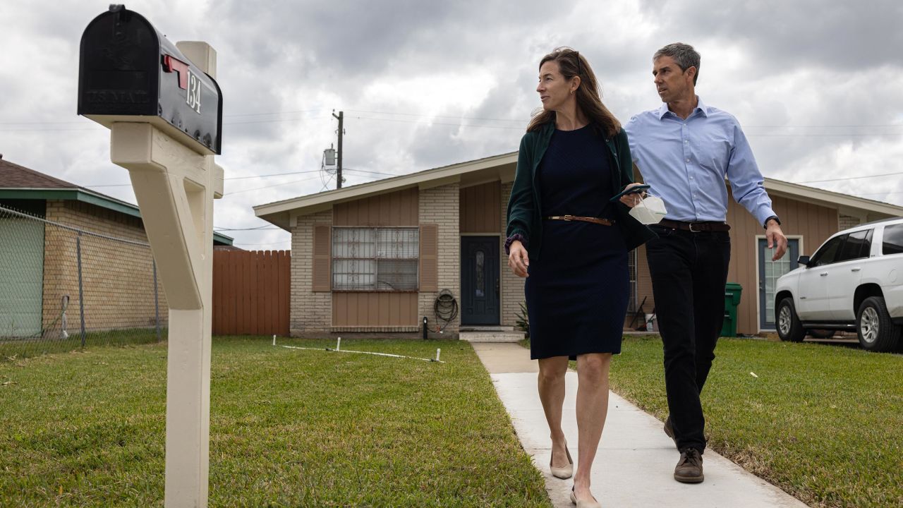 Beto O'Rourke, Texas Democratic gubernatorial candidate, and his wife Amy O'Rourke canvass a neighborhood in Brownsville, Texas, on Saturday, February 19. 