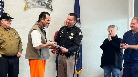 Sheriff Hayden praised Marco Sanchez's efforts to help people from the rubble, despite a broken leg, on the night of December 10, 2021.
