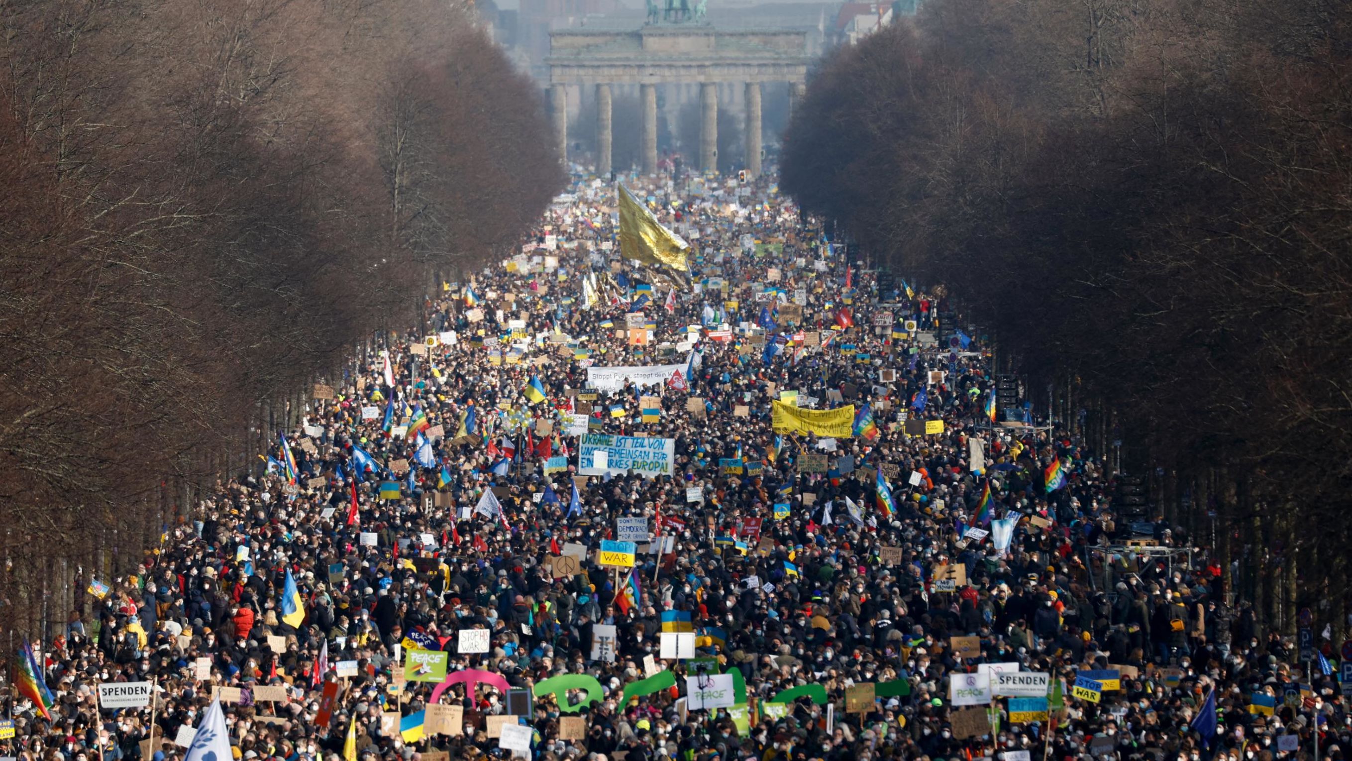 Thousands of protesters gather in Berlin's Tiergarten park on February 27.