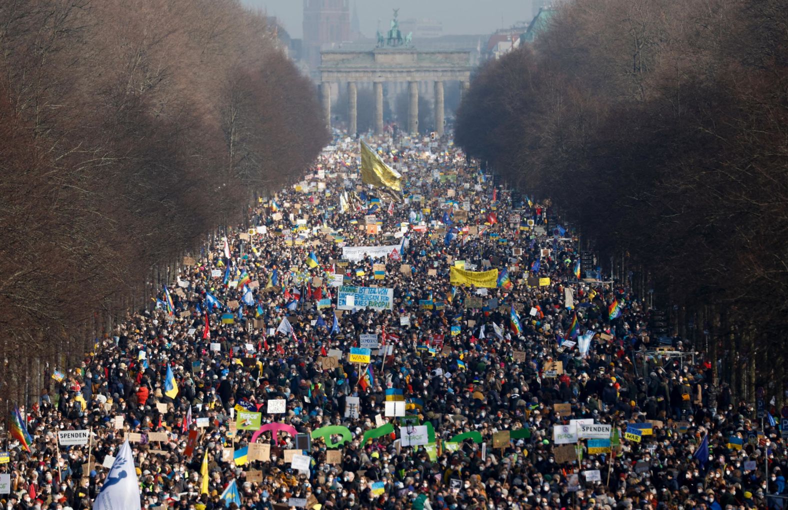Thousands of protesters gather in Berlin's Tiergarten park on February 27.
