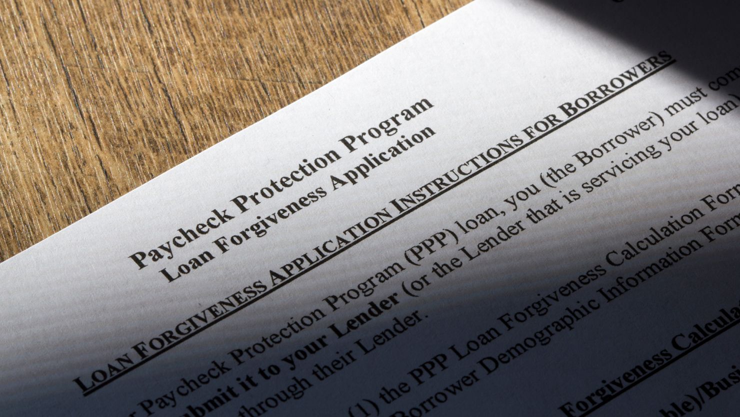 Paycheck Protection Program forgiveness application STOCK