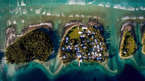 An overhead view of Ejit in the Marshall Islands, which are being increasingly overwhelmed by sea level rise.