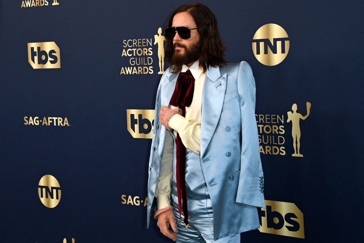 Actor Jared Leto arrives for the show. He was nominated for his role in the movie "House of Gucci."