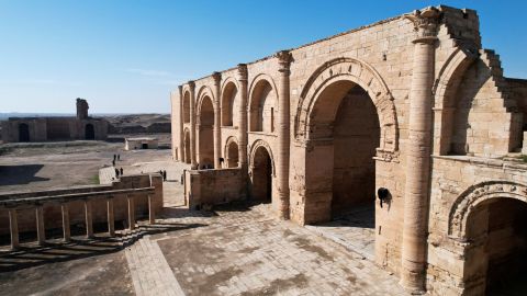 A view shows the ancient city of Hatra in Iraq, once destroyed by Islamic State militants years ago, during a ceremony revealing a renovation project on February 24. 