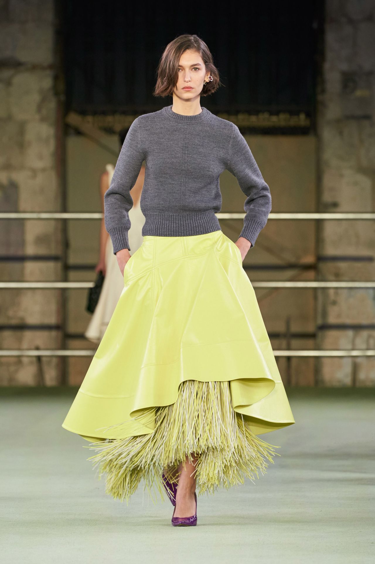The fringe-filled circle skirts were among the boldest looks of the collection.