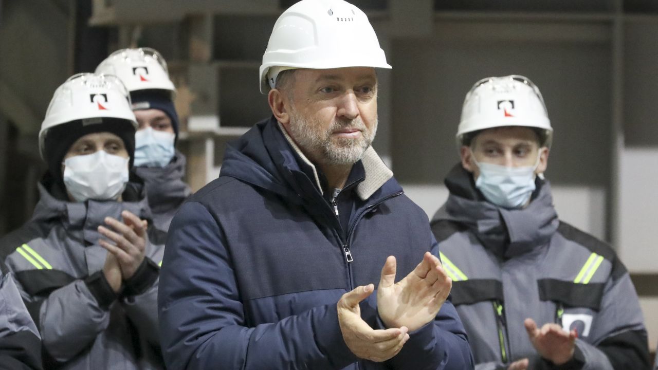 Oleg Deripaska at a corporate event in Russia on December 17, 2021.