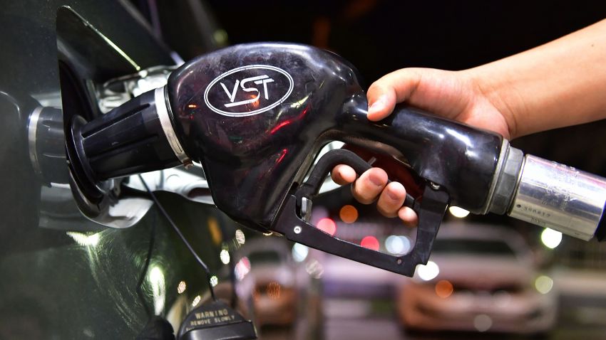 Gas is pumped into a vehicle in Los Angeles, California on February 23, 2022.