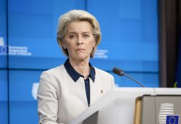 President of the European Commission Ursula von der Leyen on February 25, 2022 in Brussels, Belgium. 