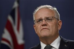 Australian Prime Minister Scott Morrison speaks at a press conference in Sydney, Thursday, Feb. 24, 2022.