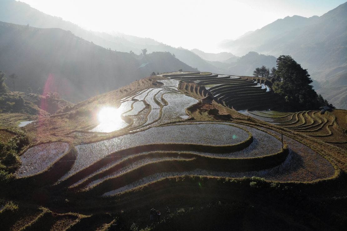 Vietnam was moved to the CDC's highest-risk category for travel on Monday. Here, a striking landscape of terraced rice fields is pictured in northern Yen Bai province.