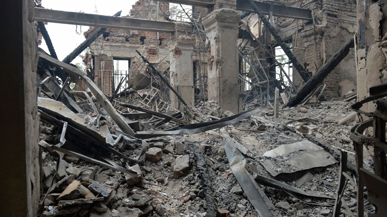 This school was destroyed as a result of a fight not far from Kharkiv's city center on February 28.