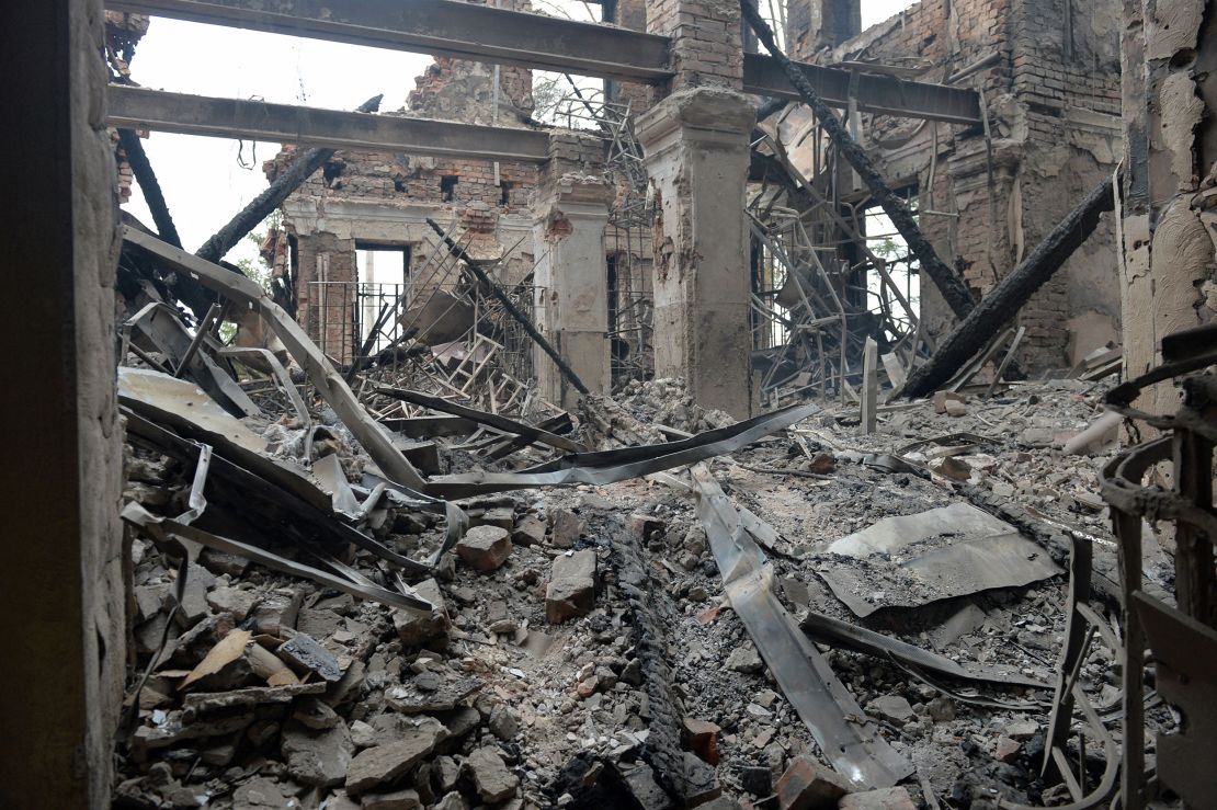 This school was destroyed as a result of a fight not far from Kharkiv's city center on February 28.