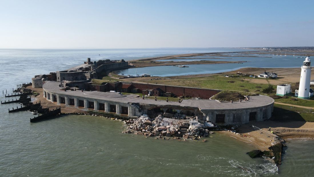 <strong>Hurst Castle, Hampshire, United Kingdom</strong>: This English fortress, originally built in the Tudor period, partially collapsed in 2021. Hurst Castle was placed on the World Monuments Watch list due to risk of further impact from rising sea levels.