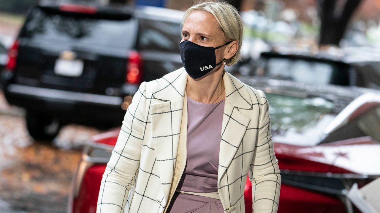 Then-Rep.-elect
Victoria Spartz arrives to the Hyatt Regency hotel on Capitol Hill on November 12, 2020 in Washington, DC.